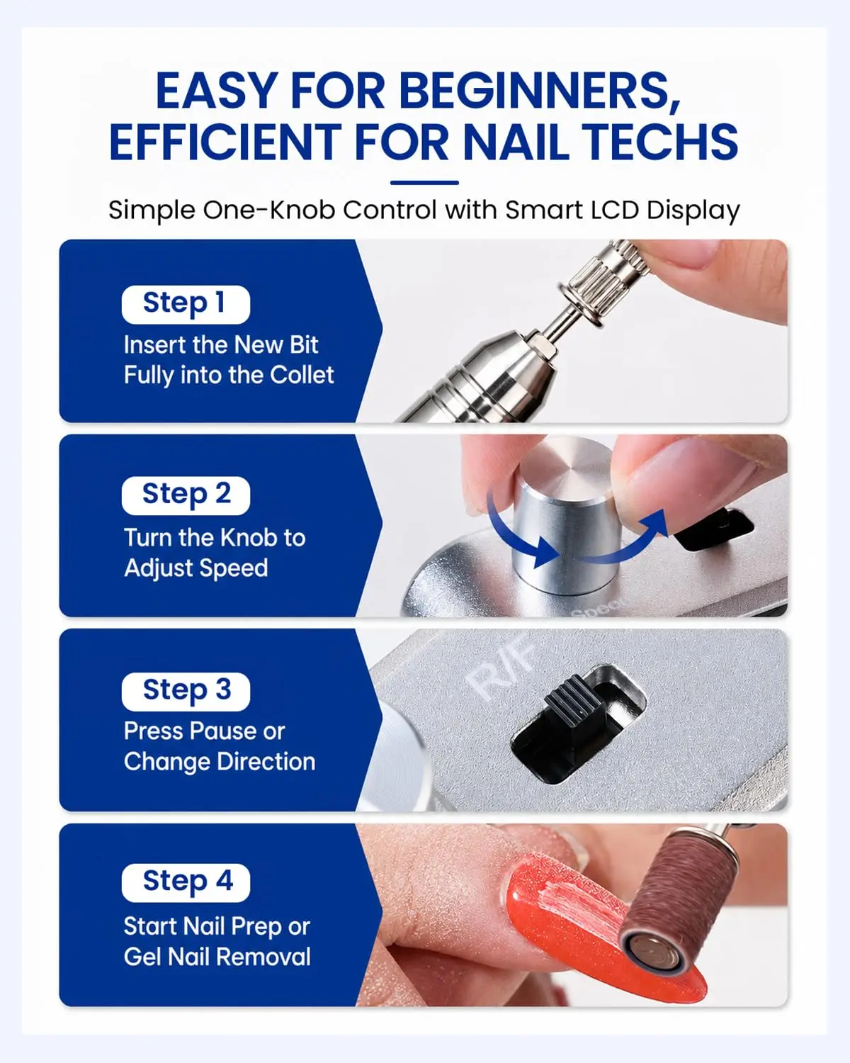 Makartt 35000RPM Nail Drill Cordless Electric Manicure Pedicure Kit Professional E File for Acrylic Gel Nails with Drill Bits view 4