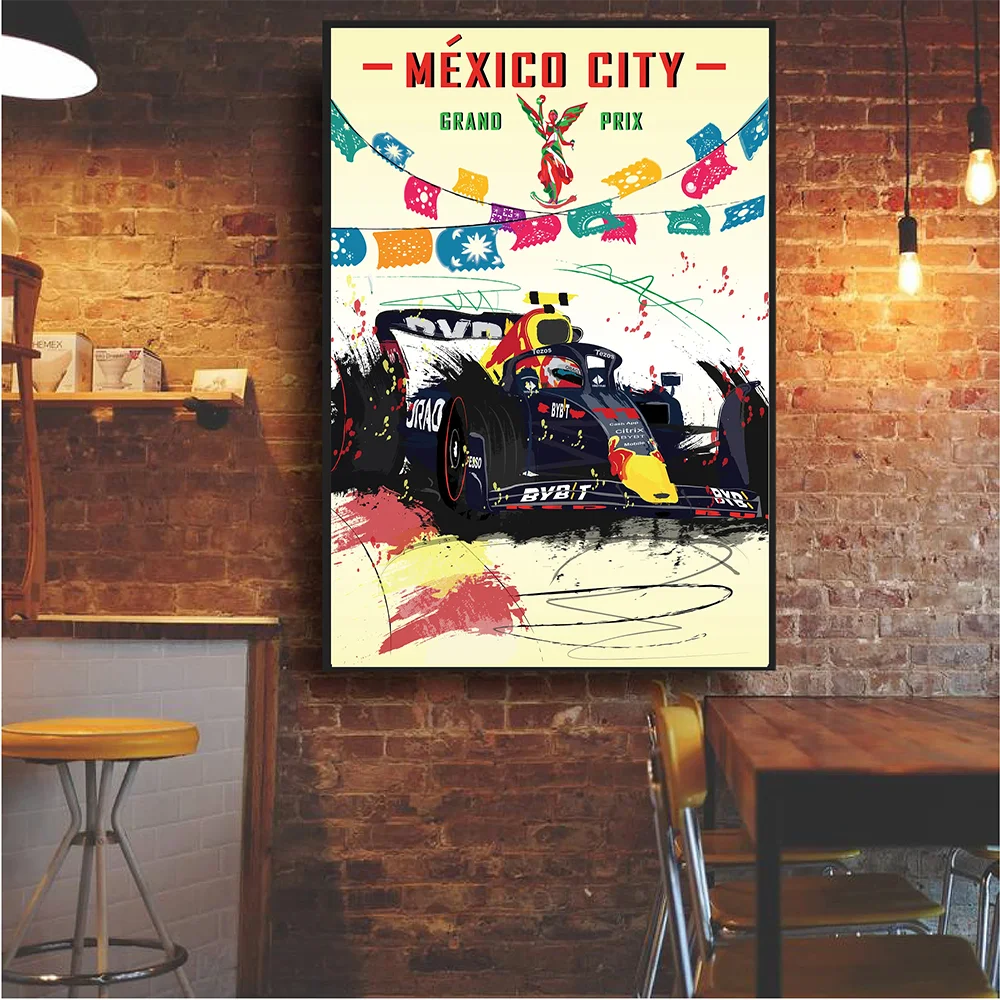 

Mexico City Grand Prix F1 Car Poster Canvas Print Painting Home Decor Wall Art Poste Artwork Gift For Living Room Frameless