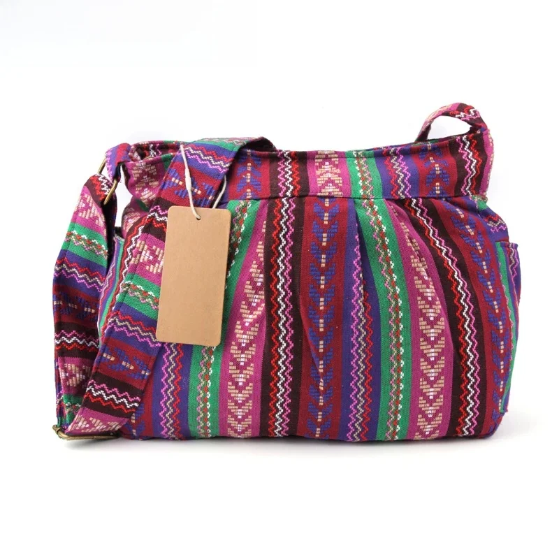 Annmouler torba damska jakość torba Crossbody duża pojemność torba Tribal multi-kieszenie bawełniana torebka styl boho torba typu Hobo — zdjęcie 2
