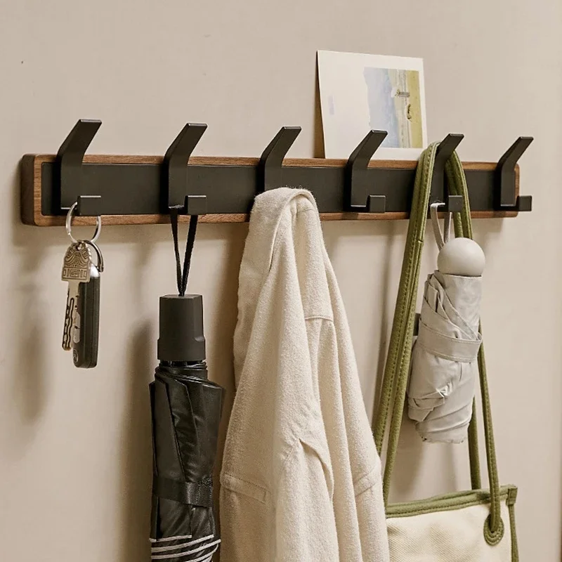 BAKALA-zwart houten muurhaak, hangende kapstok voor badkamer, keuken, slaapkamer, hal, kledinghouder - afbeelding 2