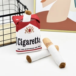 Funny Plush Cigarette Pack Dog Toy Set - Soft Chewable Pet Toy with 3 Plush Cigarettes - Quirky Gift for Pet Owners