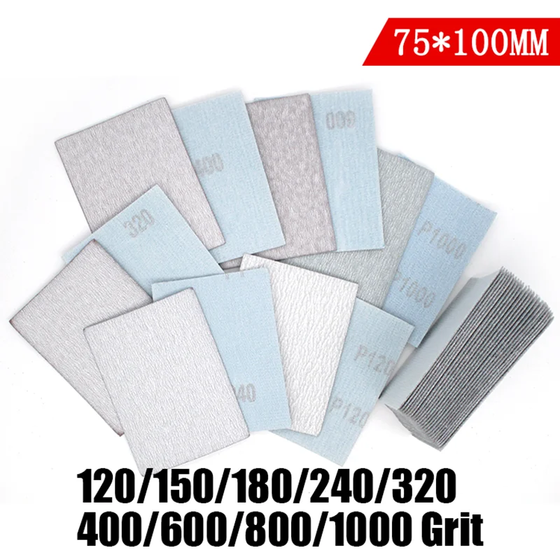 

75x100mm Square Sandpaper Flocking Sand Paper Abrasive 120-1000 Grit Hook & Loop