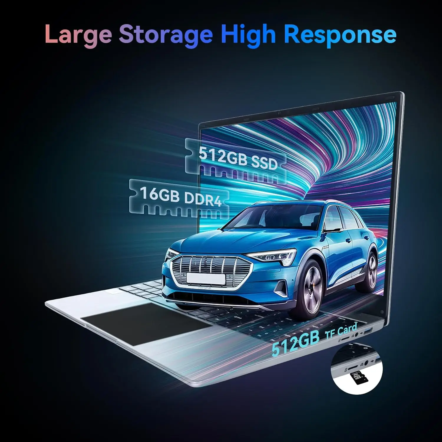 AEEZO 15.6 Inch Laptop Windows 11 Notebook 16G RAM 512GB SSD Quad-Core Intel Celeron N5095 Processors FHD IPS 1920x1080 Display