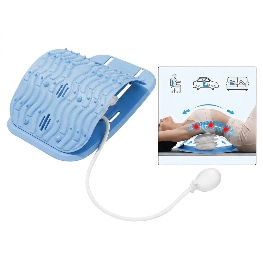 Back Stretcher Lumbar Support Air Compression Decompression Device Multi-Level Adjustable Lower Back Pain Relief Massage Mat