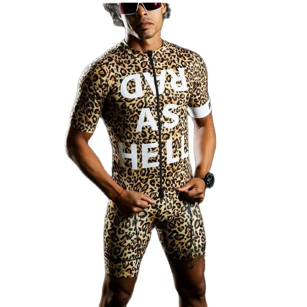 AliExpress Love The Pain Leopard Personality Men Summer Cycling Jersey Set Bib Shorts Mtb Road Cycling Quick dry Shirt Set Maillot Ciclismo