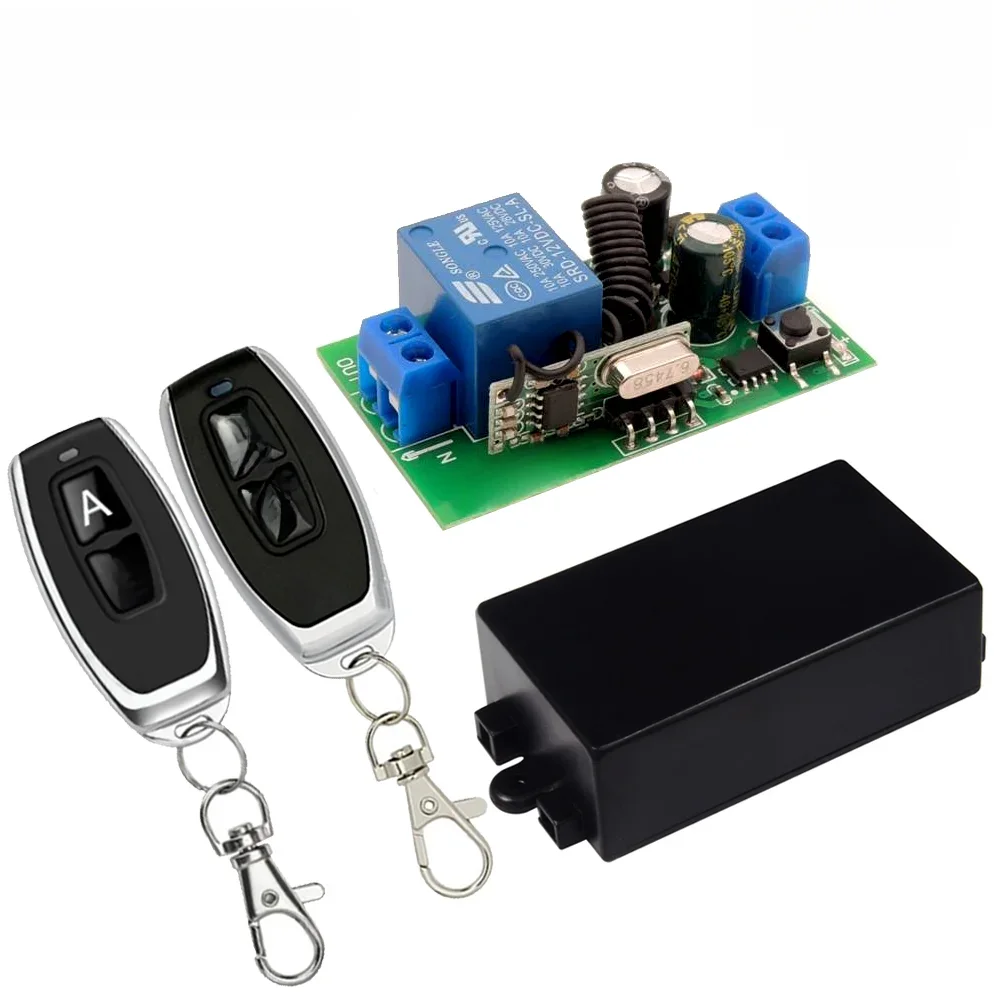 433MHz Bezprzewodowy przełącznik zdalnego sterowania AC110V 220V 10A 1CH Moduł przekaźnika Odbiornik ON OFF Pilot zdalnego sterowania do żarówek LED DIY — zdjęcie 2