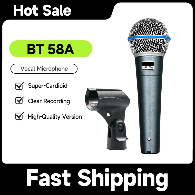 

BT 58A Supercardioid Dynamic Microphone For Stage Singing Professional Wired Microphone for Karaoke BBOX Recording Vocal