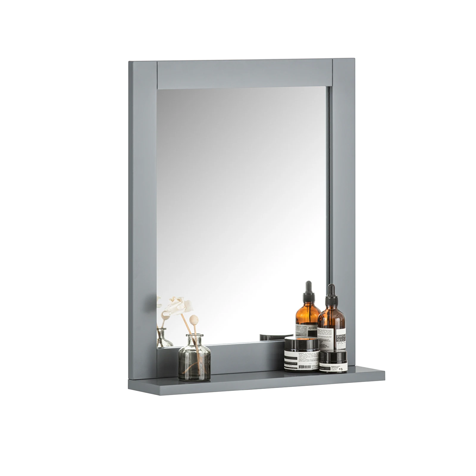 SoBuy FRG129 specchio da parete specchio da bagno con ripiano grigio scuro BHT. 40x50x10 cm