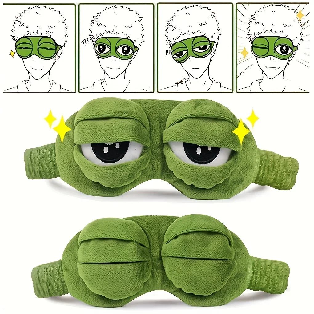 3D Sad Frog Sleep Mask Natural Sleeping Eyeshade Cover Shade Eye Patch Women Men Portable Blindfold Travel Eyepatch Xmas GIft — zdjęcie 2