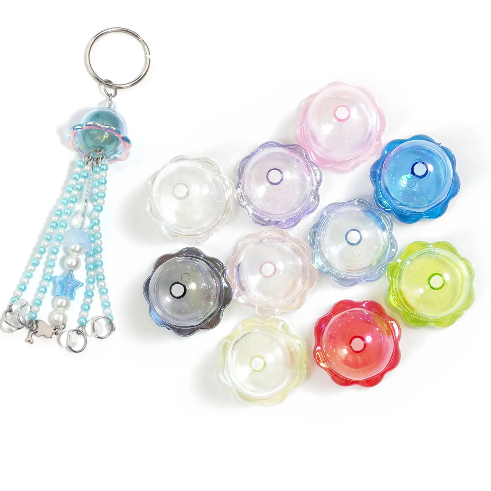 Bluetear Glitter Wind Bell Spacer Jellyfish Beads Bracelet DIY Decoration Phone Chain Jewelry Making Accessories Handmade Charms