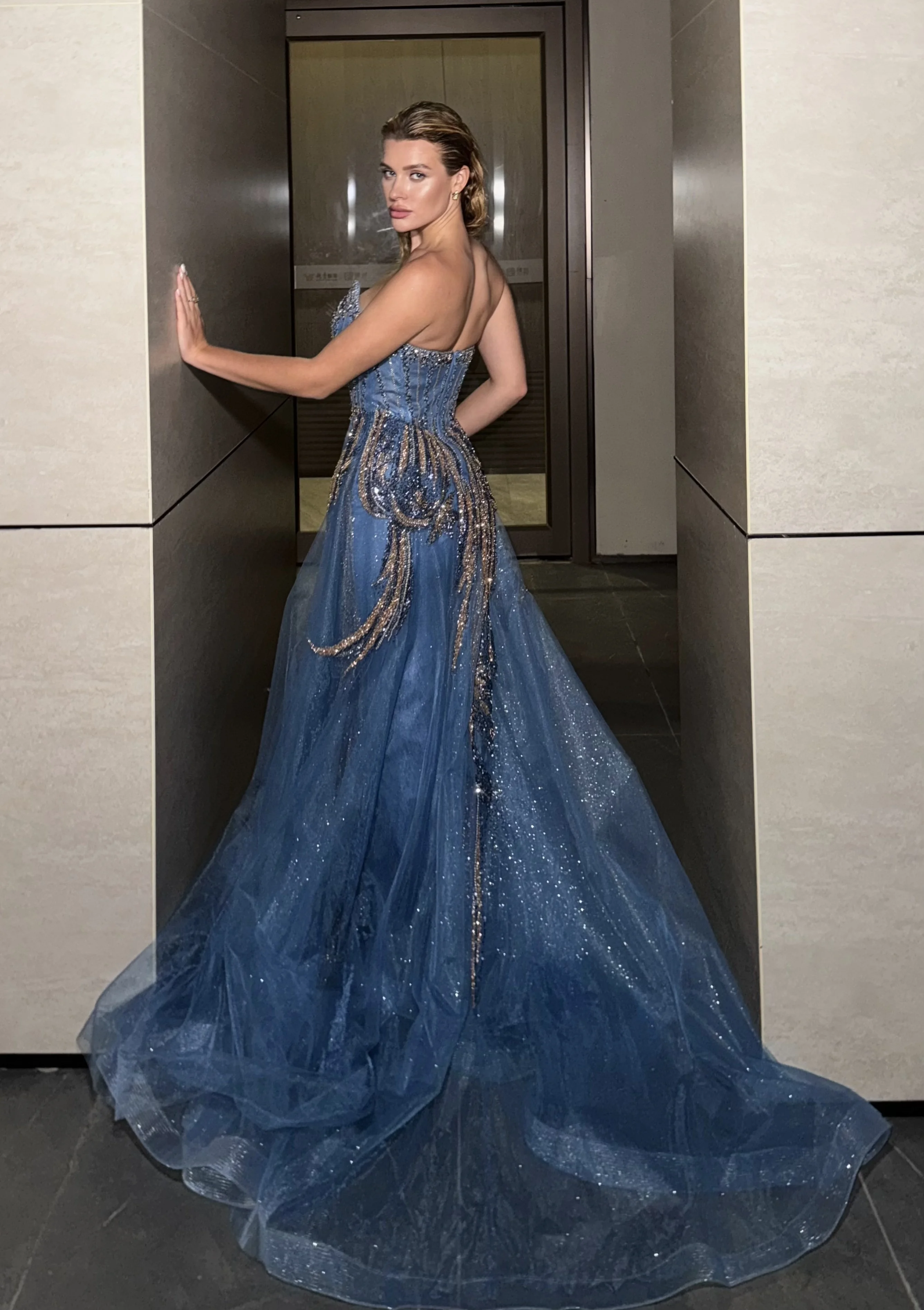 شاليمار تشانغ الأزرق فستان فاخر فساتين الحفلات للفتيات فساتين الماس اليدوية للنساء حفل زفاف مخصص