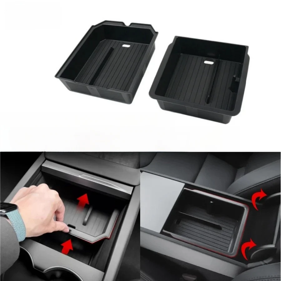 Plateau de rangement pour Console centrale ABS, accoudoir, boîte de rangement, accessoires pour Tesla modèle Y Juniper 2025 et modèle 3 Highland 2024 2025