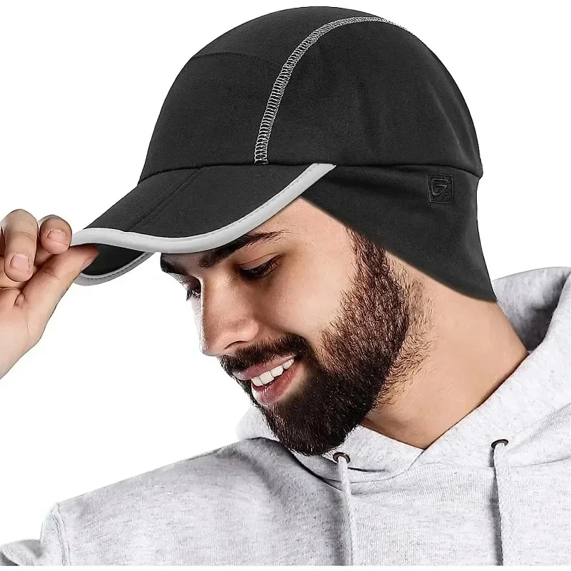 GADIEMKENSD Polarowa czapka z daszkiem z opuszczanym podgrzewaczem uszu, składana odblaskowa czapka zimowa Unisex M25 56-59cm M25 — zdjęcie 2