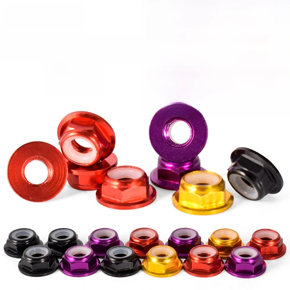 Écrous de vis de moteur M5 en alliage d'aluminium, bride CW CCW, insertion en Nylon, écrous de blocage autobloquants pour Drone de course RC FPV 12 pièces