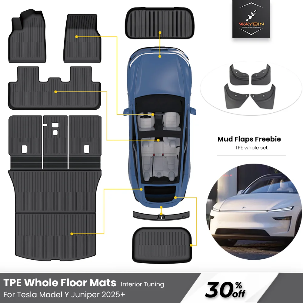 

for Tesla Model Y Juniper 2025+ Waterproof Non-Slip TPE Floor Mats All-Season Custom Fit Car Accessories (7PCS)