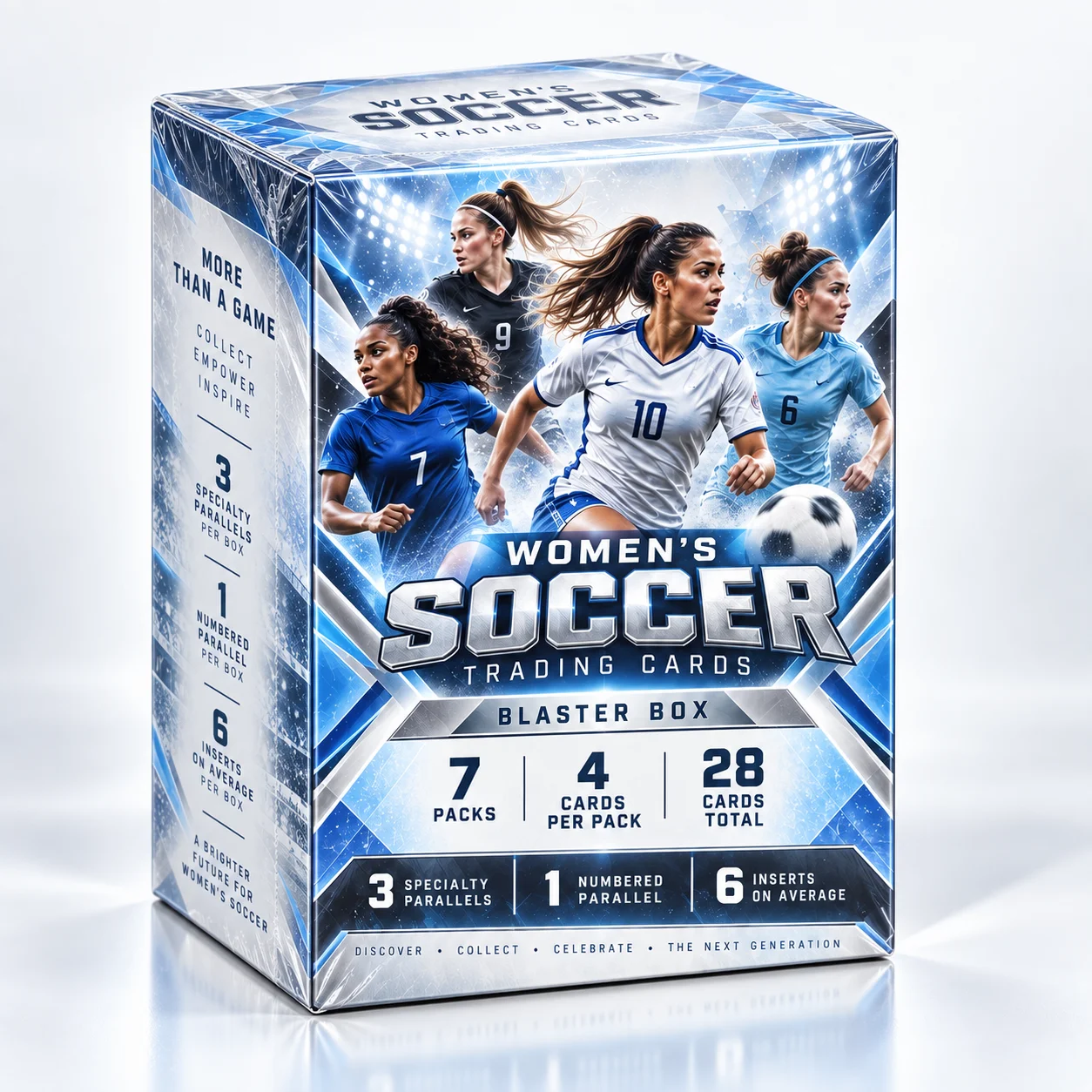 2024-25 Women’s Soccer Trading Cards Blaster Box 7 Packs 28 Cards Sports Collectible Parallels Inserts for Soccer Fans Collectors