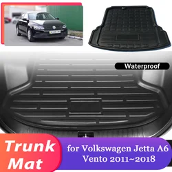 Car Trunk Mat for Volkswagen VW Jetta A6 Vento 2011~2018 2012 Luggage Waterproof Rug Cargo Pad Liner Cover Carpet Accessories