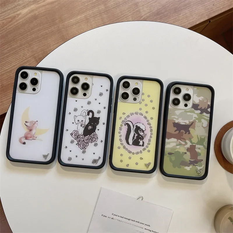 Etui na telefon z motywem dzikich kwiatów, 3D, kotka, kamuflaż, lis, do iPhone 16 15 14 13 12 17 18 Pro Max Plus Air 18Pro Stinker WF Meow, urocze etui — zdjęcie produktu 7