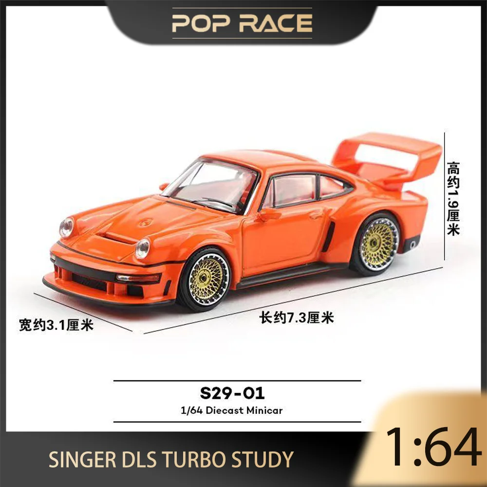 

POP RACE 1:64 Porsche SINGER DLS Turbo исследование S29-01 Литая под давлением модель автомобиля из сплава премиум-класса, игрушки, коллекционная деталь