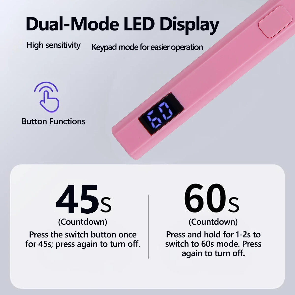Lampada per unghie portatile ricaricabile tramite USB con schermo LCD, portatile da 3 W ad asciugatura rapida per smalto gel, lampada polimerizzante per uso domestico in salone