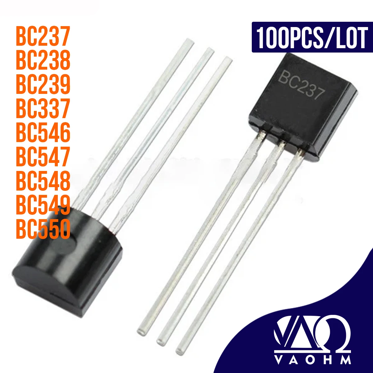 100 Stück bc237 bc238 bc239 bc337 bc546 bc547 bc548 bc549 bc550 npn bis-92 bipolarer Transistor bjt