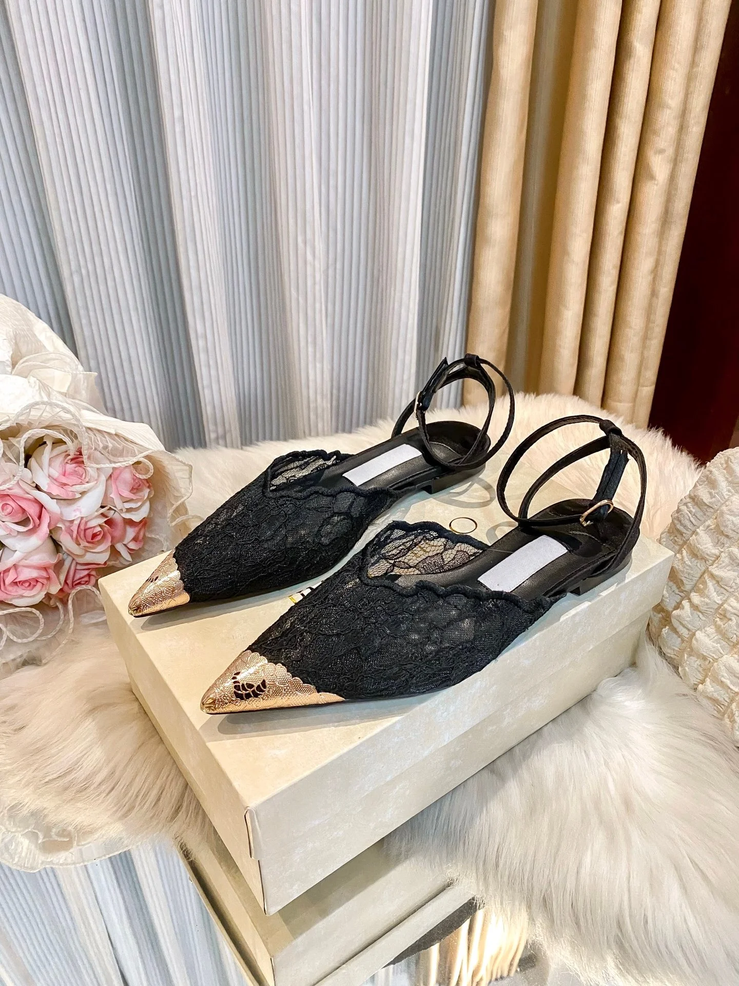 26th Summer New Style Women's Flat Shoes - Lace-up Design - High-end European Style - Black - Beautiful Woman Evening Shoes
