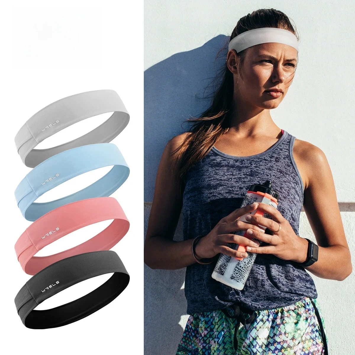 AliExpress NONE WRELS Sports Headband Running Fitness Sweatband Elastic Absorbent Sweat Cycling Jog Tennis Yoga Gym Head Band Hair Bandage