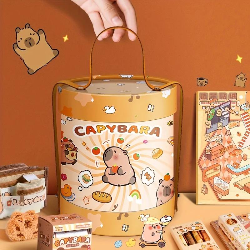 Capybara Stationery Set Cute Cuddle Bucket Portable for School