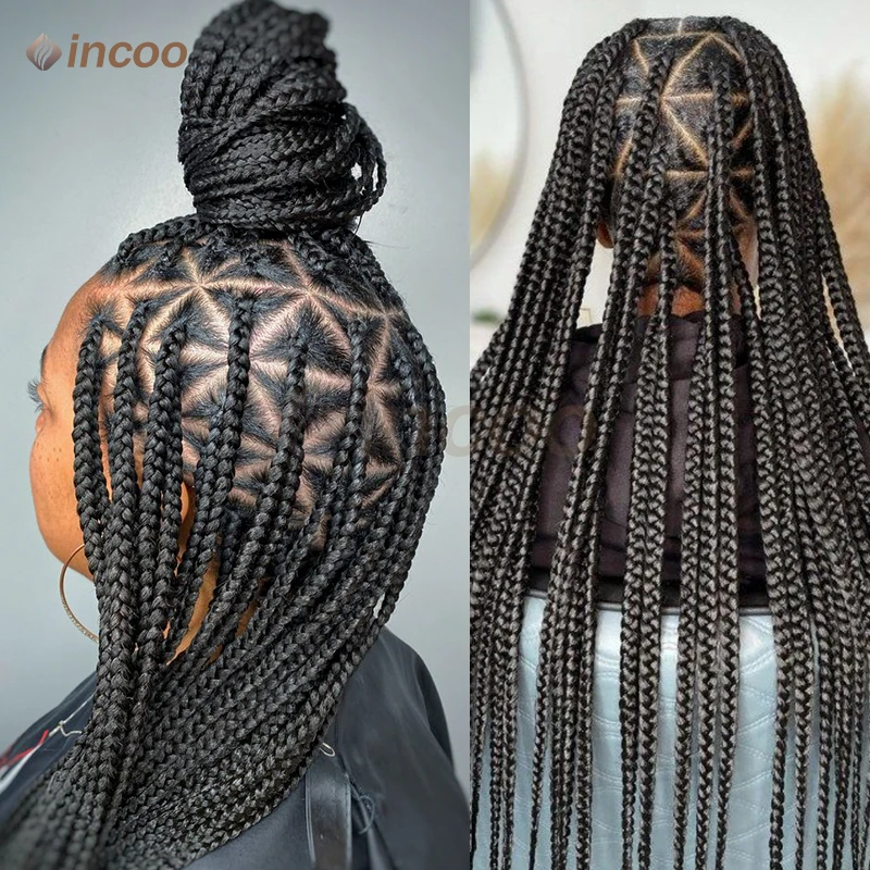 

26 "треугольные плетеные парики из синтетических волос, косички, кружевные передние парики, плетеные парики без узлов для чернокожих женщин, плетение париков Cornrow