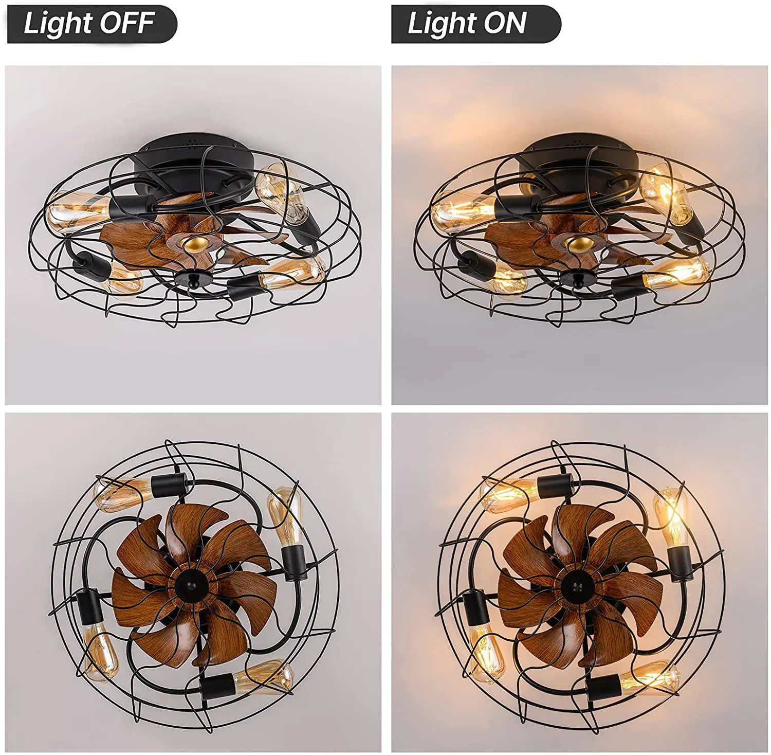 Industrial Retro Fan Light Living Room Dining Room Ceiling Fan Light Remote Control Fan Chandelier Home American 20\