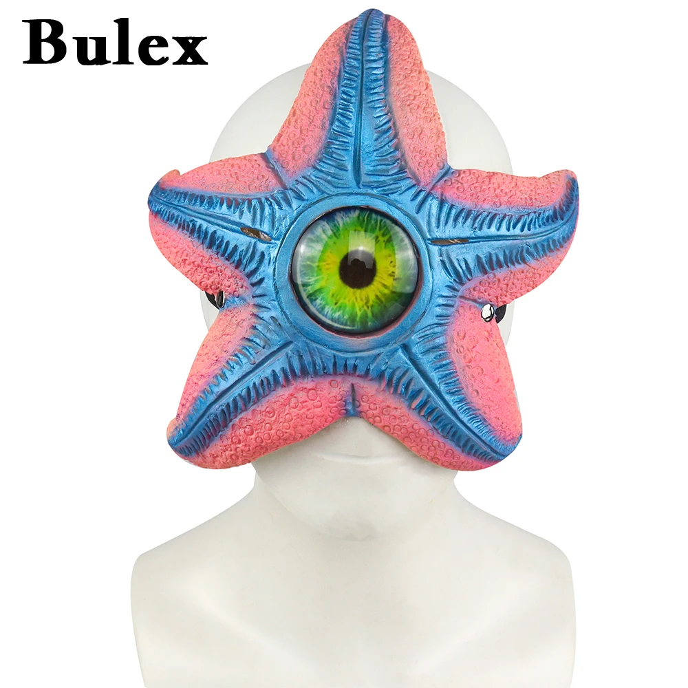 Bulex Starfish Cosplay Mask Halloween Party Scary Latex Cover Carnival Costume Headgear Adult Halloween Event Cosplay Props