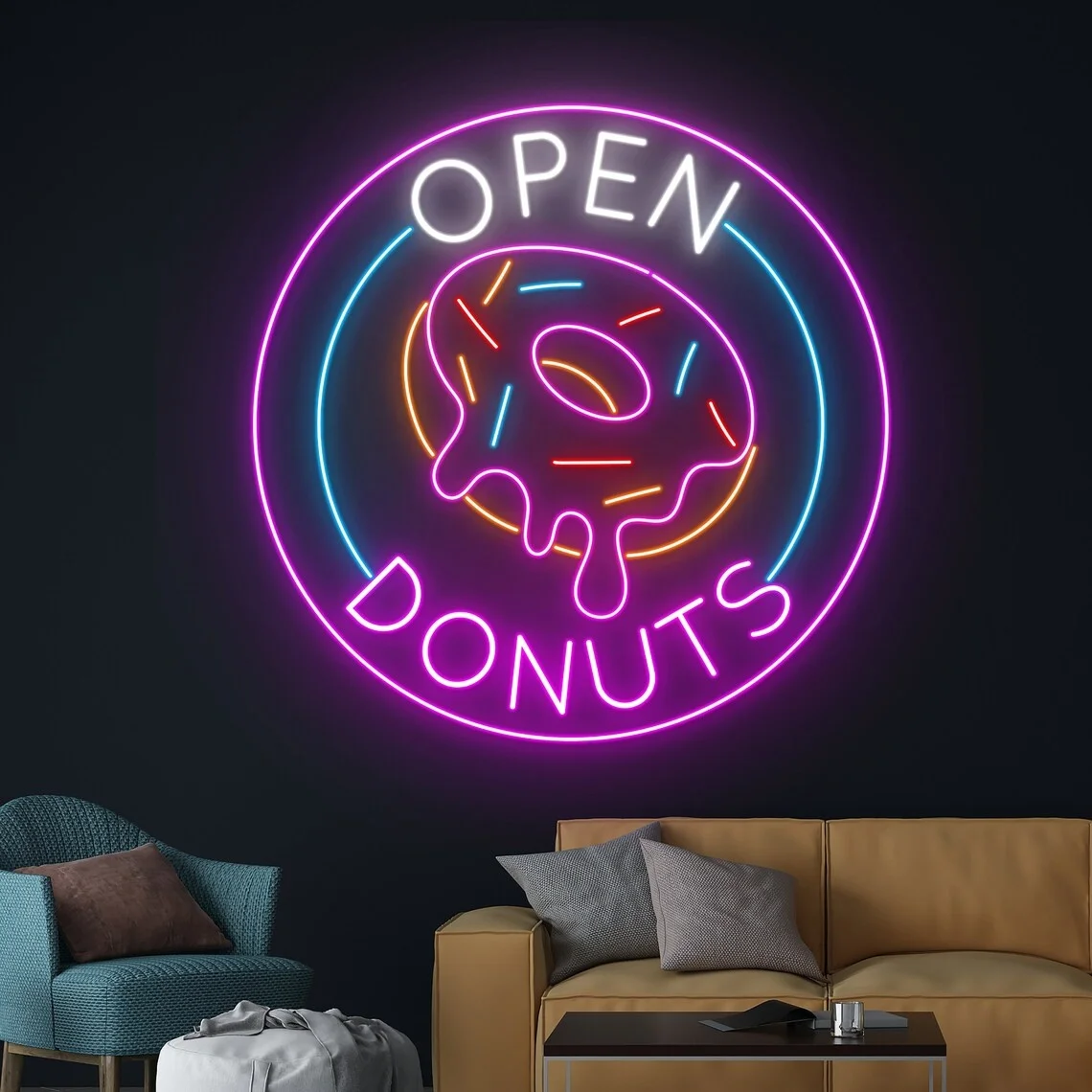 Open Donut Neon Sign Bakery Sign Baking Room Wall Decor Cake Neon Food Baker Sign