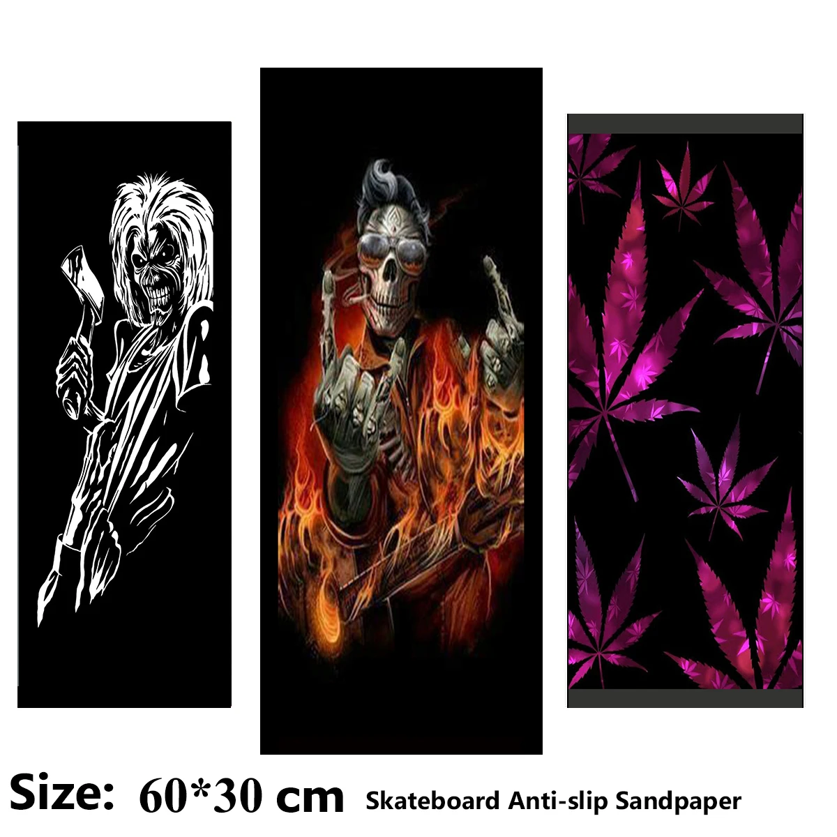 

Lion Shape Skull Hip-hop Leaf Pattern Electric Scooter Anti-slip Sticker Sandpaper Skateboard Grip Tape Sheet 60*30cm