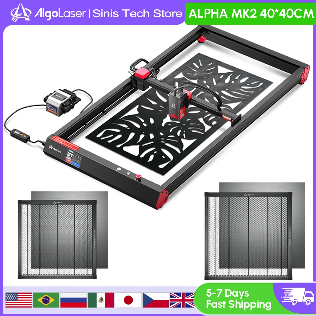 

2025 AlgoLaser Alpha MK2 22W 400X850MM Laser Engraving And Cutting Machine Cnc Desktop 20W Laser Engraver Rotary Roller Air Pump