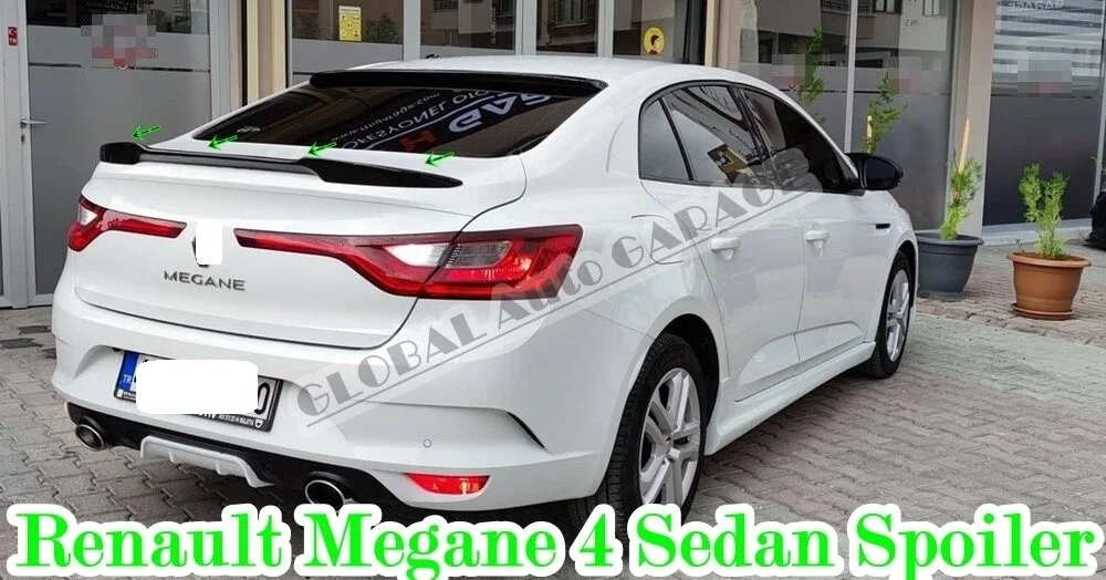 

For Renault Megane 4 Sedan Spoiler 2016-2020 Auto Accessory Universal Spoilers Car Antenna Car Styling Diffüser Flaps Black