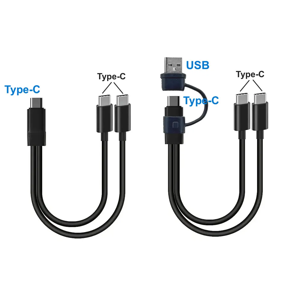 5 V Dual USB C Multi Typ C Splitterkabel 20 cm kurzes 2-in-1 Typ C Micro-USB-Ladekabel für zwei Geräte Ladegerät – Detail 1
