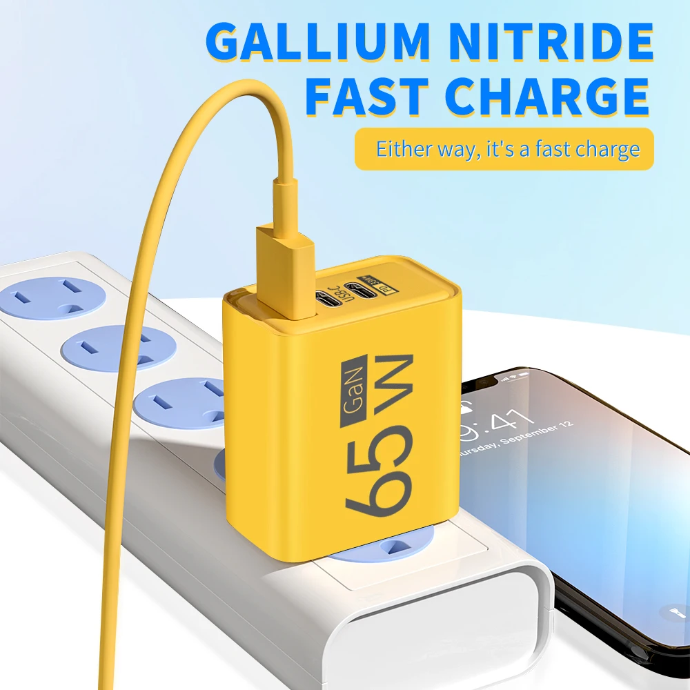 GaN Fast Charging 65W USB Type C Charger EU KR US PD 3.0 Quick Charge Wall For Phone Adapter For iPhone 16 Xiaomi Huawei Samsung