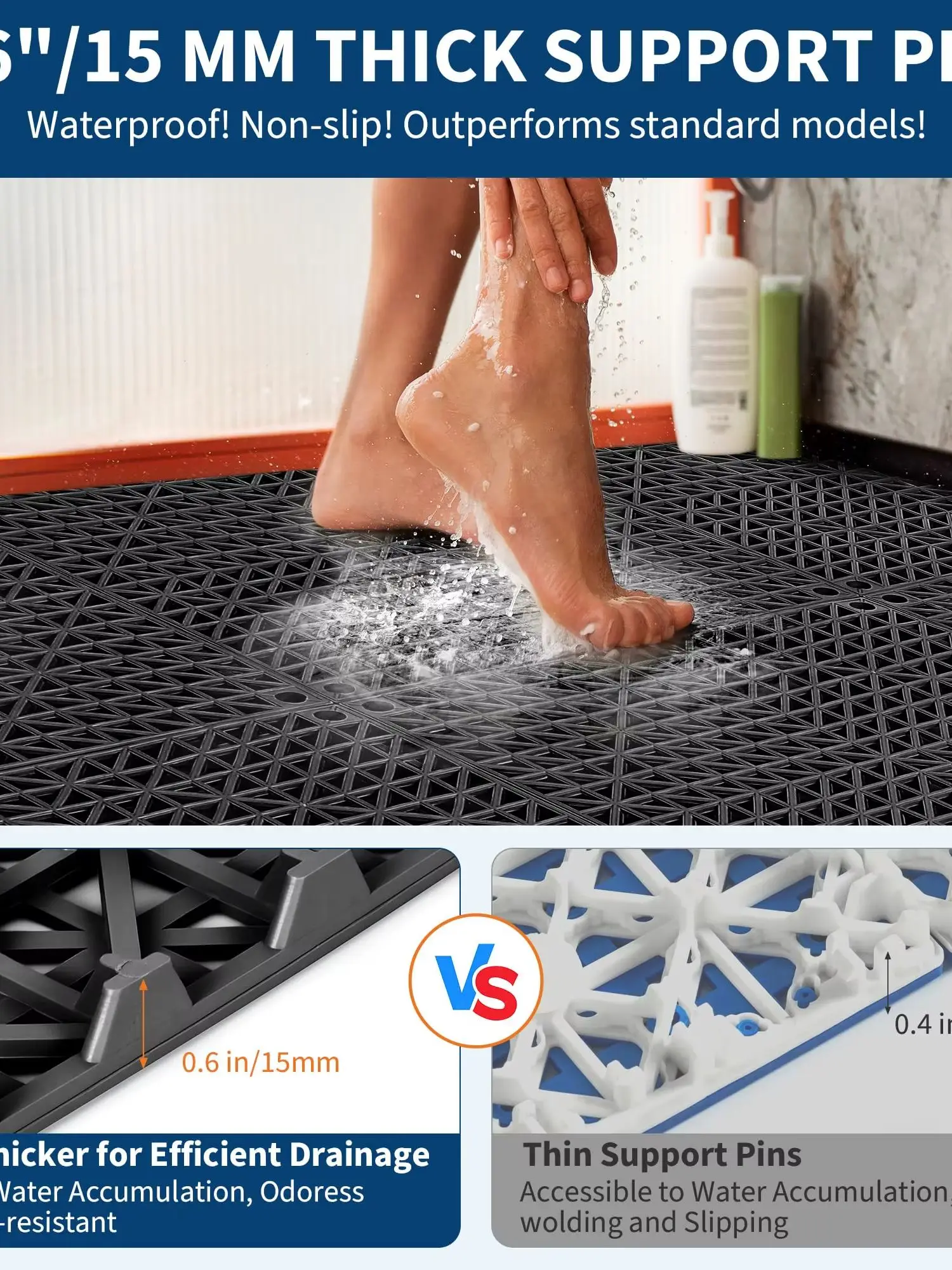 50 Stück Ineinandergreifende Fliesen PVC Bodenfliesen Stecksystem Bodenplatten Klicksystem Fliesen 30.5 x 30.5cm Quadratische Bodenfliesen Für Garage, Garten, Küche, Deck, Pool, Outdoor