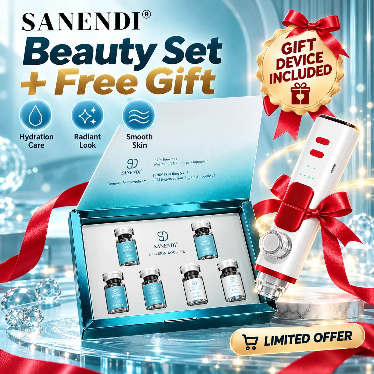 SANENDI PDRN NAD SkinBooster EX-ME Facial Serum Firming Hydration Home Care Brightening Korean Skin Care Liquid Solution 6vials
