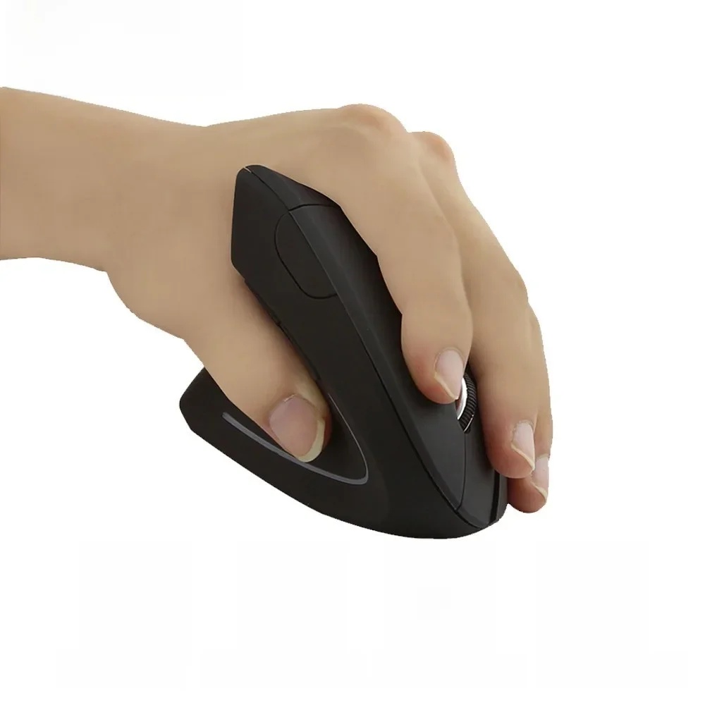 CHYI Leworęczna bezprzewodowa pionowa mysz ergonomiczna 2,4 GHz Optyczna mysz komputerowa USB Lewa ręka 6 przycisków PC LED Myszy do laptopa — zdjęcie 2