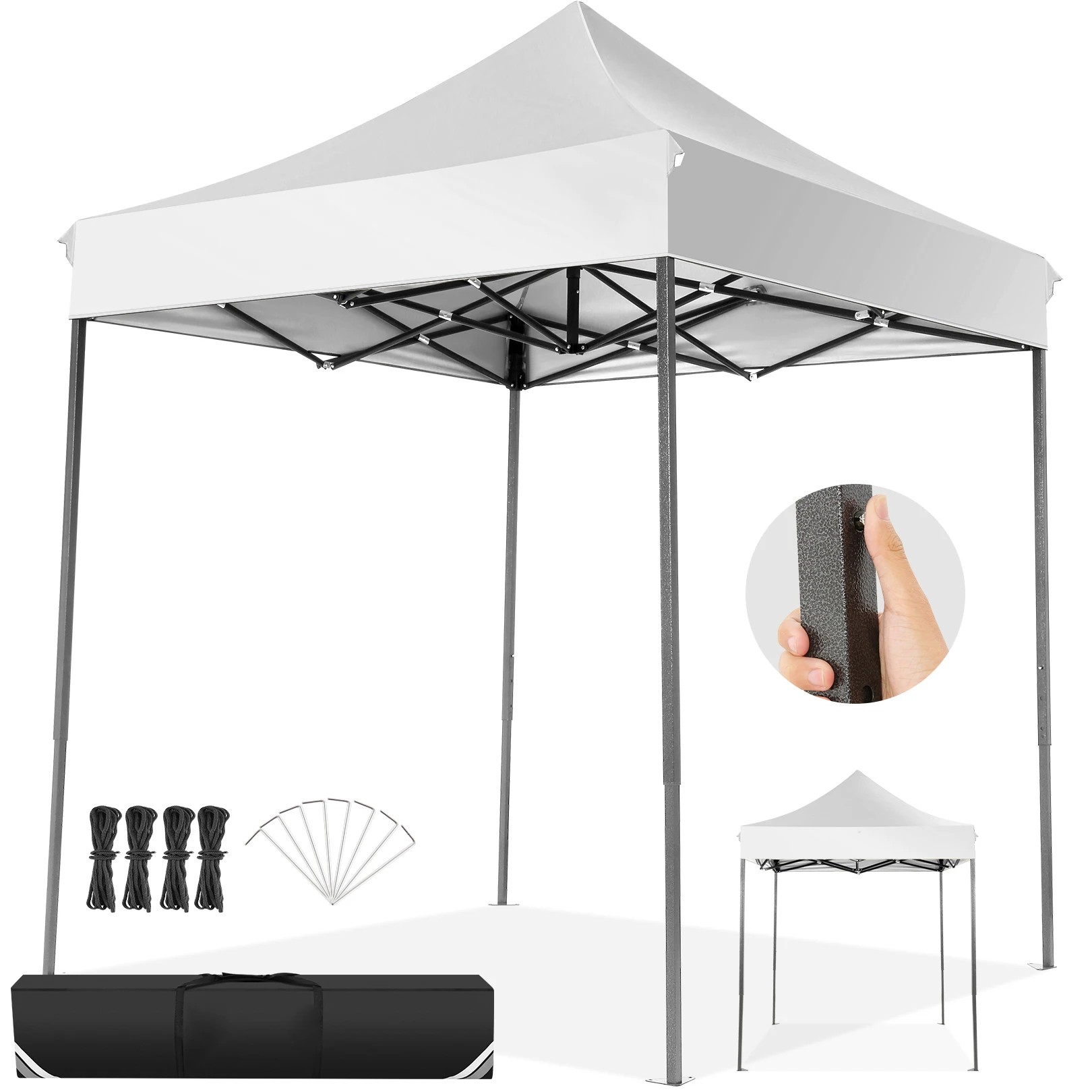 

6.6x6.6ft Premium Event Canopy with Height Adjustment, Heavy Duty Outdoor Party Tent with 500D Waterproof Cover, Commercial
