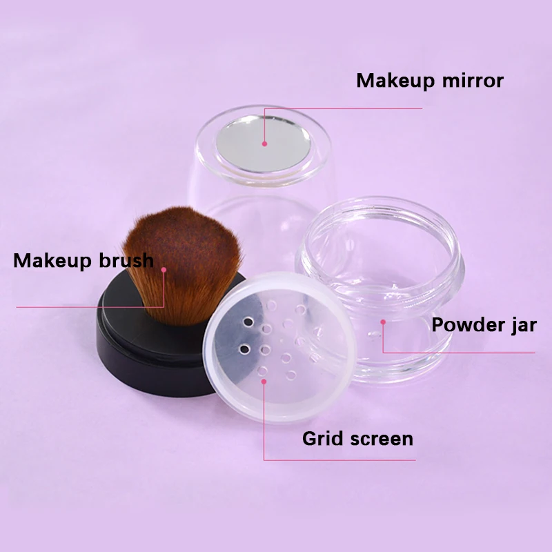 10g Makeup Tools Bottle Empty Loose Powder Case With Brush Mirror Portable Cosmetic Powder Container Jar Box Makeup Beauty Brush