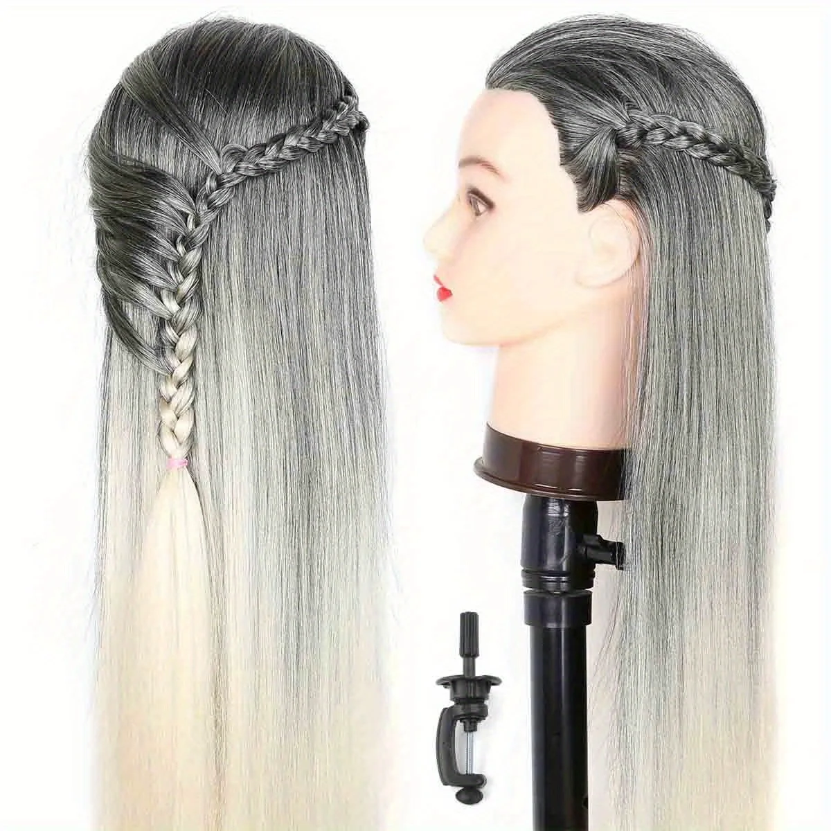 Colorful Mannequin Head Model with Long Synthetic Hair Extensions Perfect for Manikin Head Styling Hairdresser Training Braiding