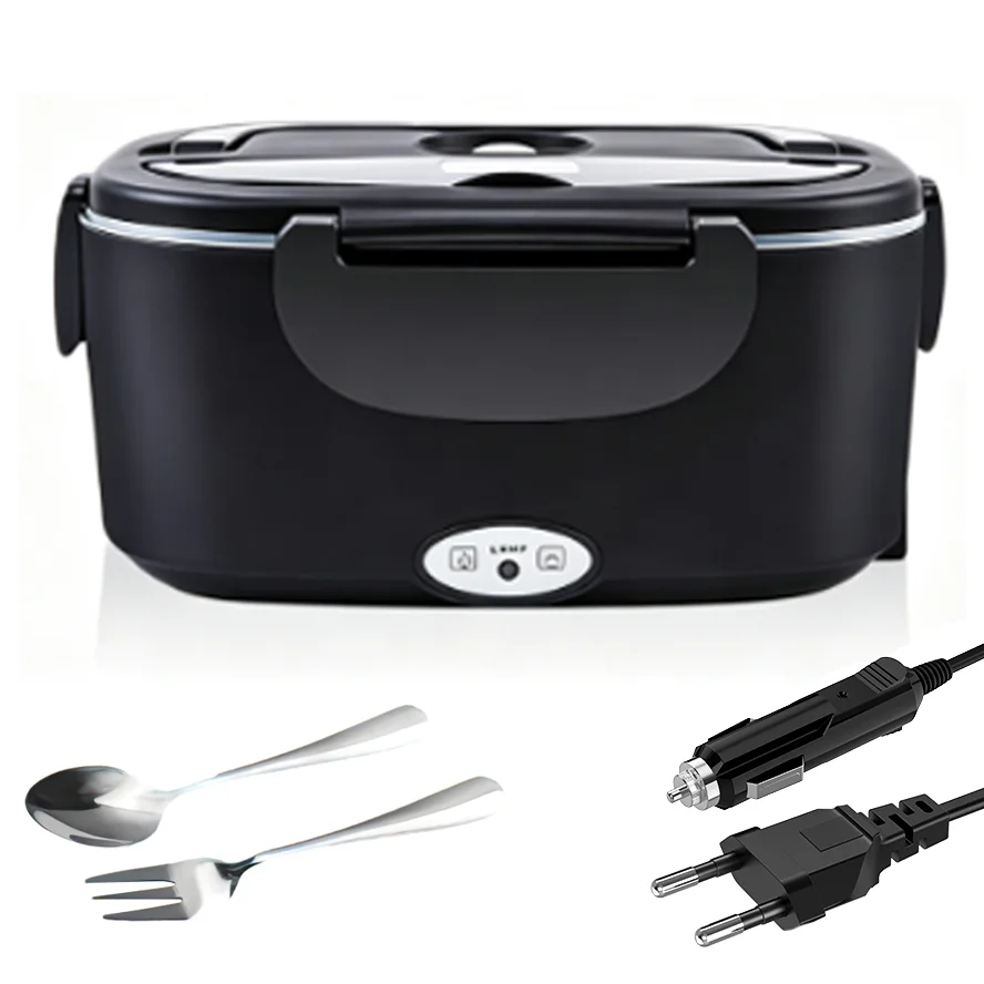 Scaldavivande elettrico, contenitore portatile da 1,5 litri, ideale per auto e ufficio, alimentazione a 12V/24V/220V, con contenitore in acciaio inossidabile.