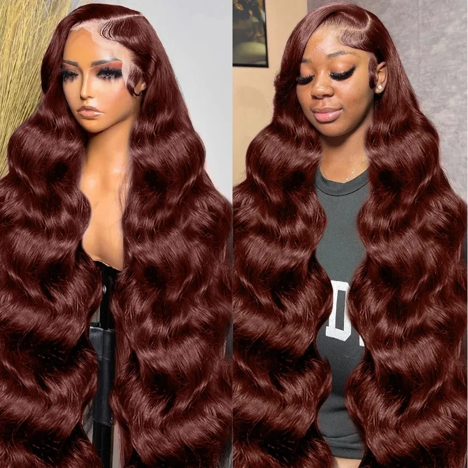 Luvin Reddish Brown Body Wave 13x6 HD Lace Front Wig 32 Inch Water Wave 13x4 Lace Frontal Human Hair Wigs For Women PrePlucked