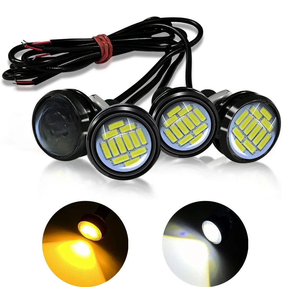 Lampe LED Eagle Eye 23mm 12SMD feux de jour jaune blanc lampe de signalisation clignotant, feu latéral, feu de recul, feu arrière