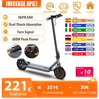 JUICEASE AP07 Electric Scooter 35KM Range 8.5Inch Escooter 350W/600W Power 31KM/H APP Scooter Electric Dual Damping Turn Signal