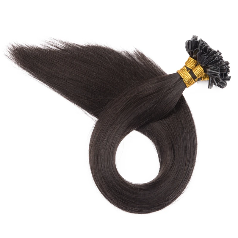 Qhp cápsulas de queratina em linha reta do prego u ponta extensões de cabelo humano fusão cabelo brasileiro remy extensão do cabelo natural cor loira