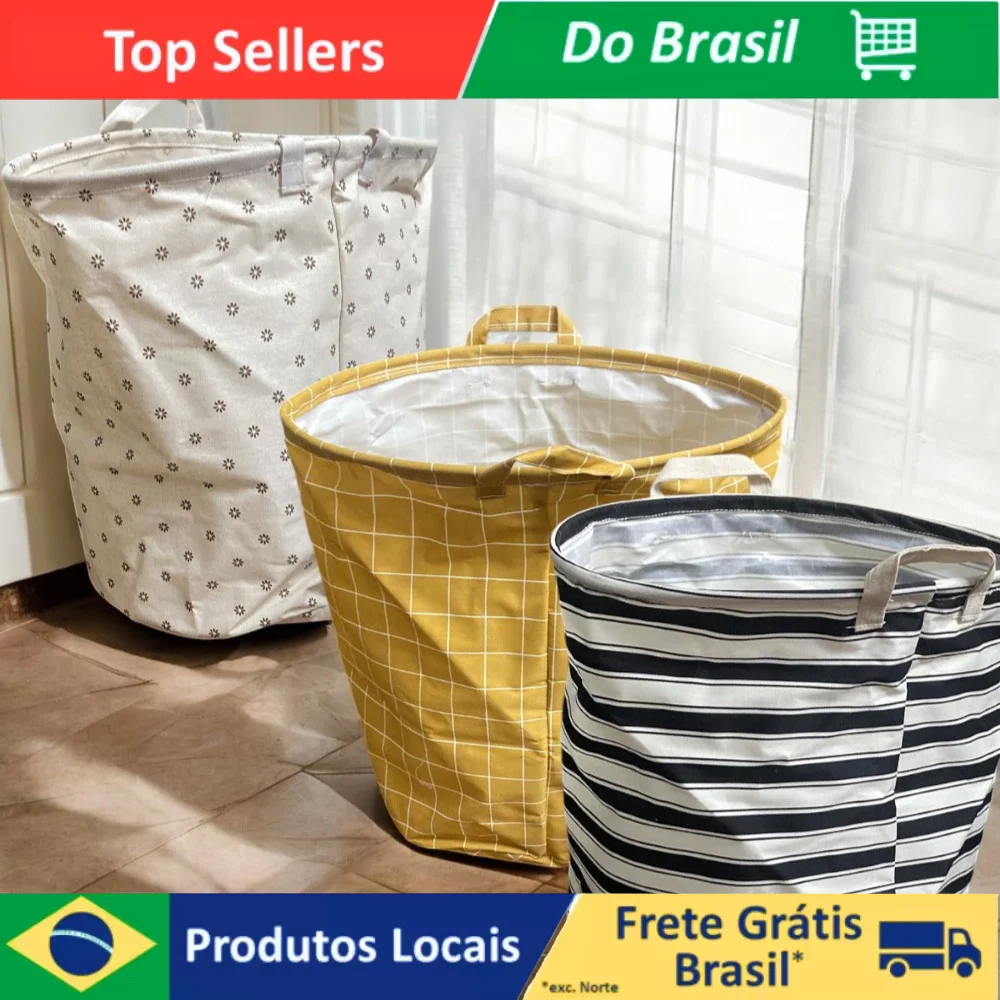 Cesto Organizador Roupa Suja e Brinquedo Dobrável Com Alça Impermeavel Pratico