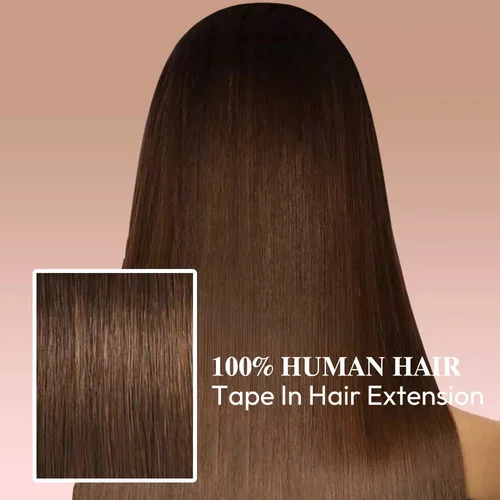 Imagen 2 del producto Extensiones de cabello humano Cinta en extensiones de cabello Cinta invisible en extensiones de cabello Extensiones de cinta marrón chocolate # 4 20 piezas 50 g